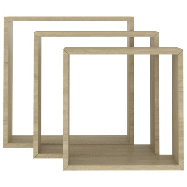 vidaXL Wall Cube Shelves 3 pcs Sonoma Oak
