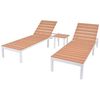 vidaXL Sun Loungers 2 pcs with Table Aluminium and WPC White and Brown