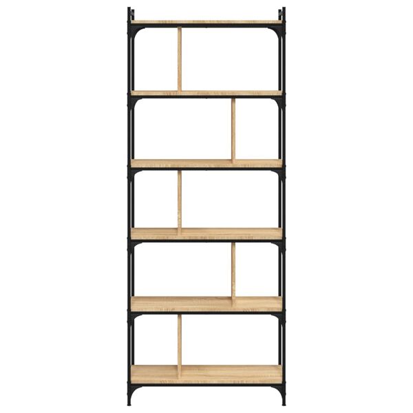 vidaXL Bookcase 6-Tier Sonoma Oak 76x32x192 cm Engineered Wood