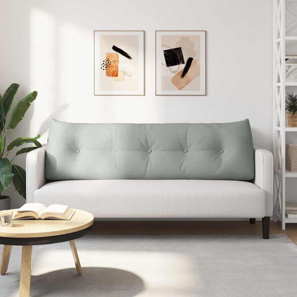 vidaXL Back Pillow Light Grey 160 x 24 x 50 cm Velvet