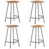 vidaXL Bar Stool | Set of 4 | natural wood and black