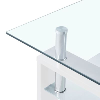 vidaXL Coffee Table White and Transparent 95x55x40 cm Tempered Glass