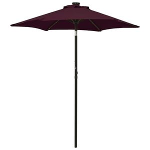 vidaXL Garden Parasol with LED Lights Bordeaux Red 200x211cm Aluminium