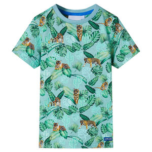 vidaXL Kids' T-shirt Light Green Melange 128