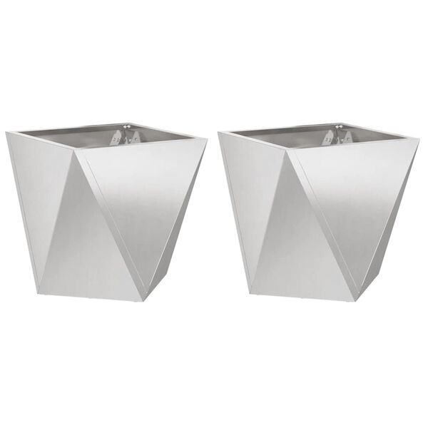 vidaXL Planter 2 pcs Silver 40 x 40 x 40 cm Stainless Steel