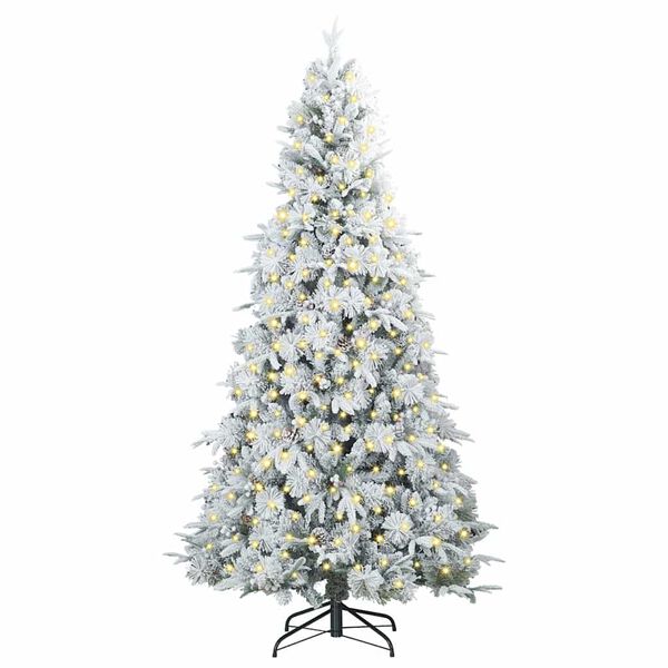 vidaXL Artificial Hinged Christmas Tree White 240 cm PE and PVC
