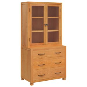 vidaXL Storage Furniture Set with Drawer 2 pcs Brown Solid Oak Wood
