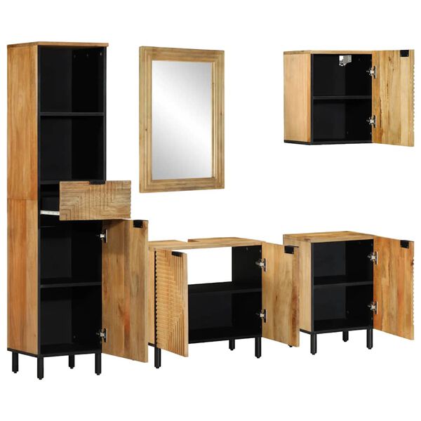 vidaXL 5 Piece Bathroom Furniture Set Brown Solid Wood Mango