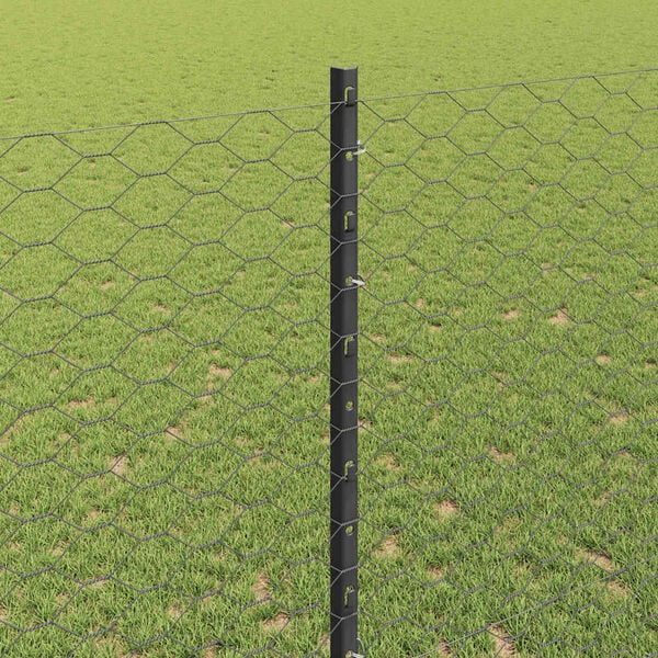 vidaXL Fence with Post Grey 1.4 x 100 m Steel and PVC