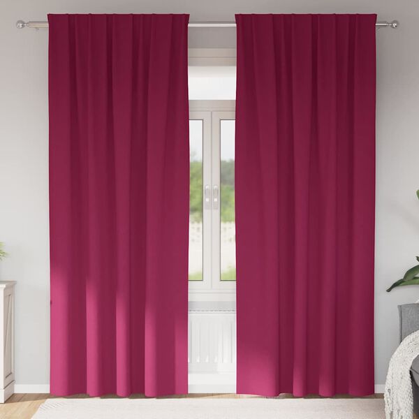 vidaXL Blackout Curtains with Rings 2 pcs Wine Red 225 x 140 cm