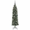 vidaXL Artificial Slim Christmas Tree Green and White 180 cm