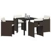 vidaXL Garden Dining Set with Cushion 5 pcs Brown Poly Rattan