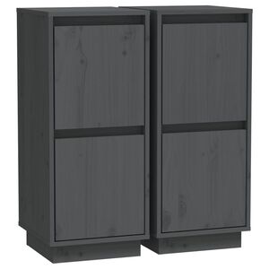 vidaXL Sideboard | Set of 2 | Grey | Solid pine wood, MDF | Medium | Sideboard
