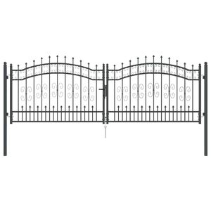 vidaXL Fence Gate with Spear Top KAMPEN 305 x 100 cm Steel Grey