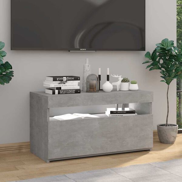 vidaXL TV Cabinet with LED Lights Concrete Grey 75x35x40 cm