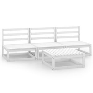 vidaXL 4 Piece Garden Lounge Set White Solid Wood Pine