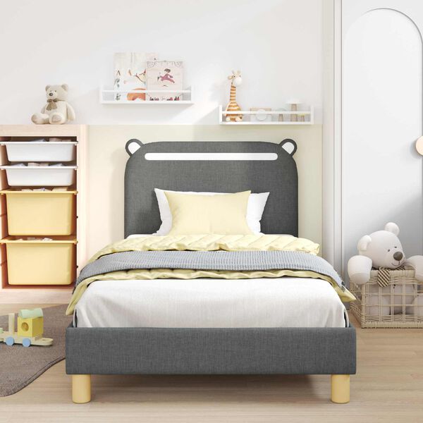 vidaXL Children's Bed Frame with Headboard Dark Grey 90 x 190 cm