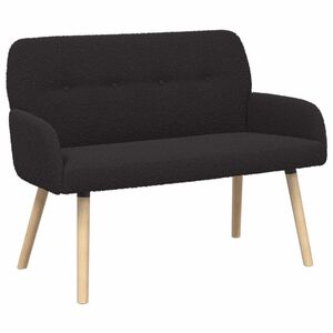 vidaXL 2 Seater Sofa with Solid Wood Legs Black Boucl&eacute;