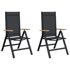 vidaXL Reclining Garden Chairs 2 pcs Black Textilene
