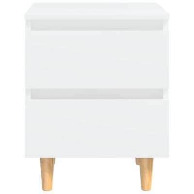 vidaXL Bed Cabinet with Solid Pinewood Legs White 40x35x50 cm