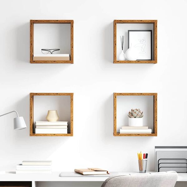 vidaXL Wall Shelves with Shelf Wall-mounted Old Wood Engineered Wood