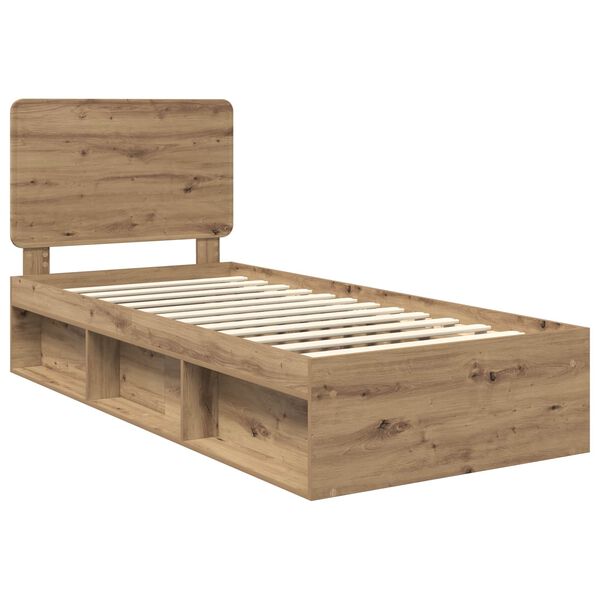 vidaXL Bed Frame Artisian Oak 90 x 190 cm Solid Pine Wood