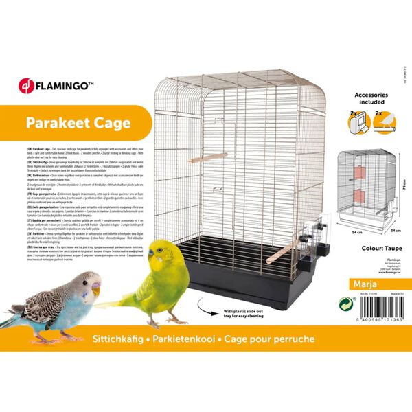 FLAMINGO Parakeet Cage Marja 54x34x75 cm Metallic Taupe
