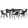 vidaXL Garden Dining Set 7 pcs Black Powder-Coated Steel
