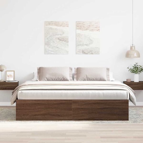 vidaXL Bed Frame without Mattress Brown Oak 200x200 cm