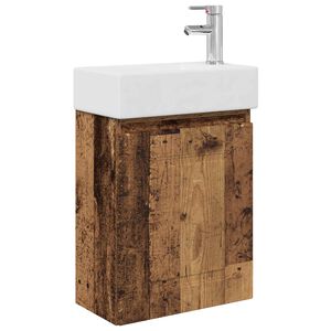 vidaXL Bathroom Vanity Unit with Tap Old Wood 45.5 x 22.5 x 84 cm