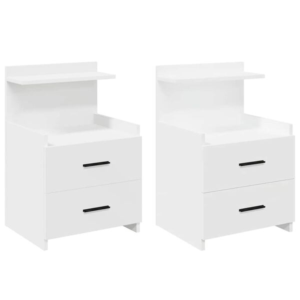 vidaXL Bedside Cabinets 2 pcs with 2 Drawers White 40x36.5x62 cm