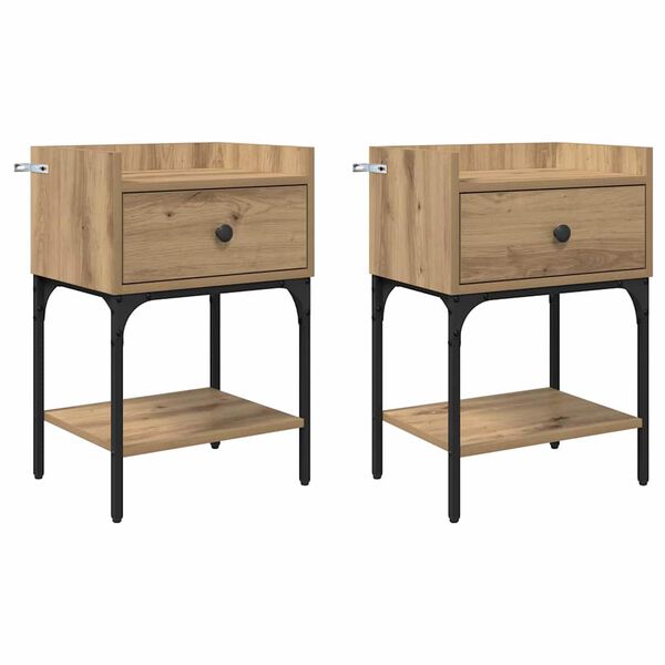 vidaXL Bedside Table 2 pcs Artisan Oak 40 x 29 x 60 cm Engineered Wood