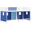 vidaXL Kids'Loft Bed Frame with Curtains White and Blue 100 x 200 cm