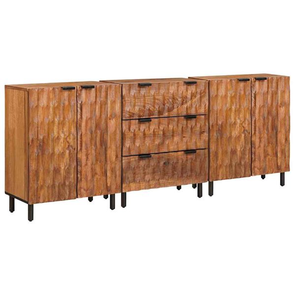 vidaXL Sideboard 3 pcs Acacia Brown Finish 60 x 33 x 75 cm