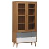 vidaXL Vitrine Cabinet MOLDE Brown 90x35x175 cm Solid Wood Pine