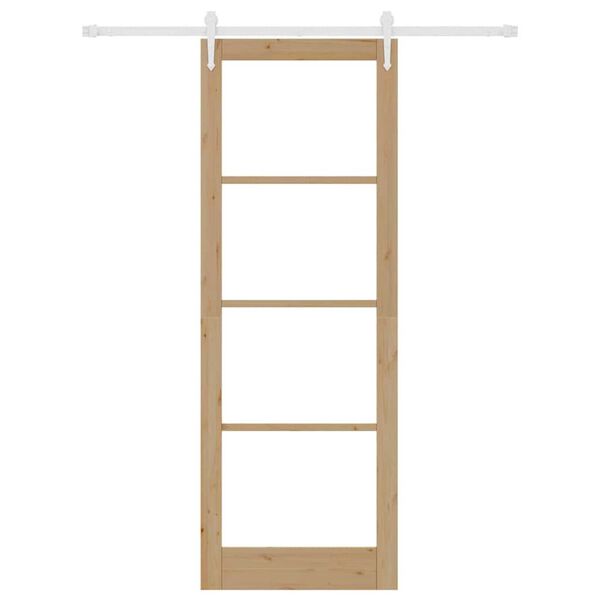 vidaXL Sliding Door Brown 83 x 232 cm Solid Pine Wood and Glass