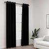 vidaXL Linen-Look Blackout Curtains with Grommets 2pcs Black 140x225cm