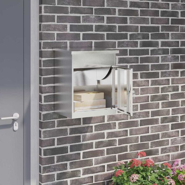 vidaXL Parcel Drop Box Black 47.5 x 38 x 59 cm Stainless Steel