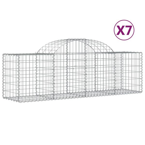 vidaXL Arched Gabion Baskets 7 pcs 200x50x60/80 cm Galvanised Iron