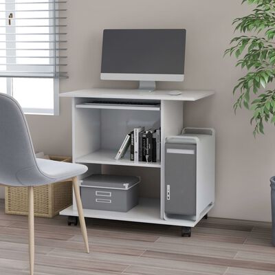 vidaXL Computer Desk High Gloss White 80x50x75 cm Engineered Wood