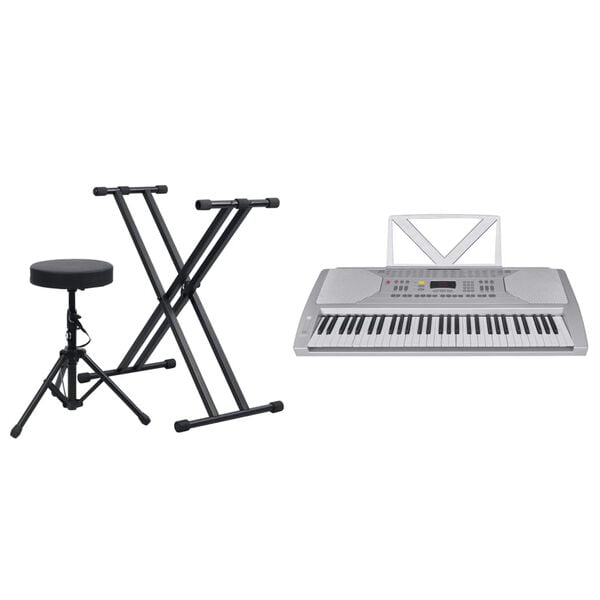 vidaXL 61-Key Electric Keyboard Set Silver and Black