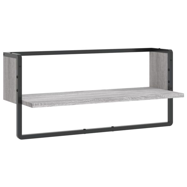 vidaXL Wall Shelf with Bar Grey Sonoma 65x25x30 cm