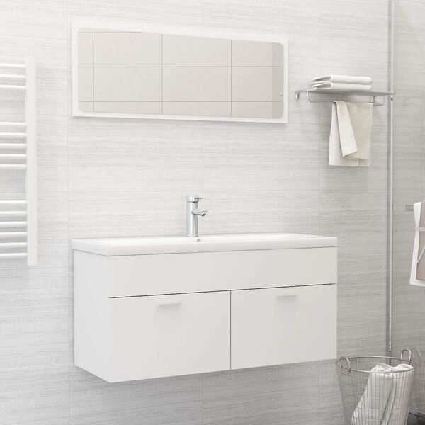 vidaXL 2 Piece Bathroom Furniture Set White Engineered Wood