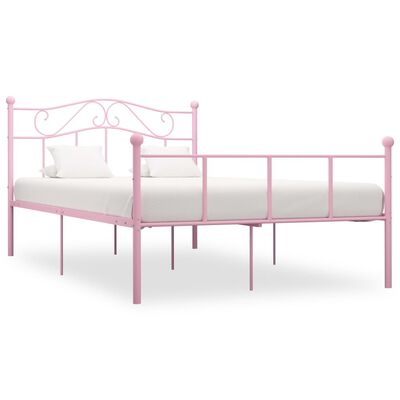 vidaXL Bed Frame Pink Metal 140x200 cm