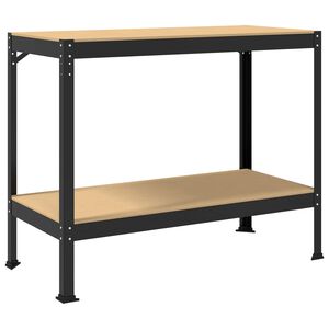 vidaXL Work Benches with Shelf Black 115 x 55 x 91 cm Engineered Wood