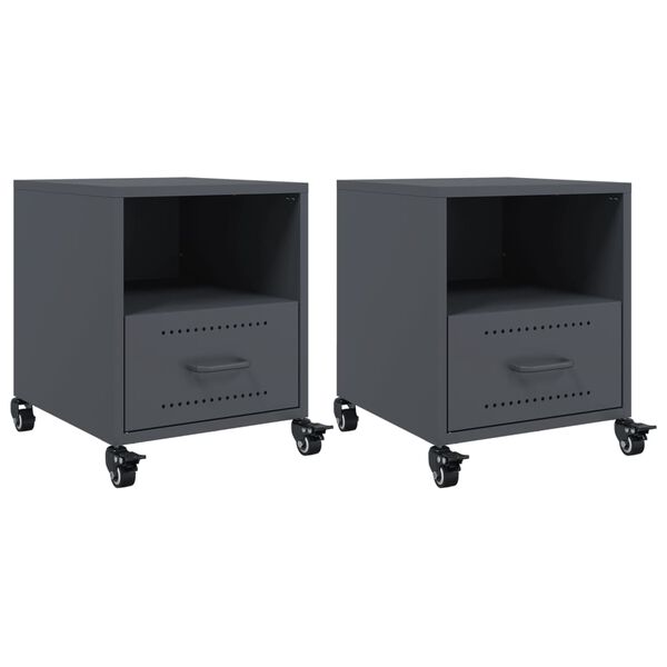 vidaXL Bedside Cabinets 2 pcs Anthracite 36x39x43.5 cm Steel