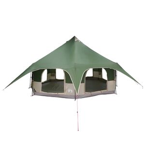 vidaXL Family Tent 10-Person Green 185T Polyester with PU Coating