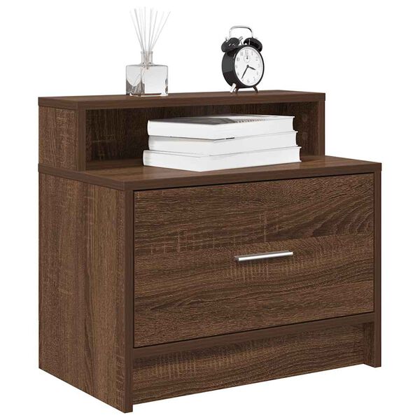 vidaXL Bedside Cabinets with Drawer 2 pcs Brown Oak 51x31x47 cm