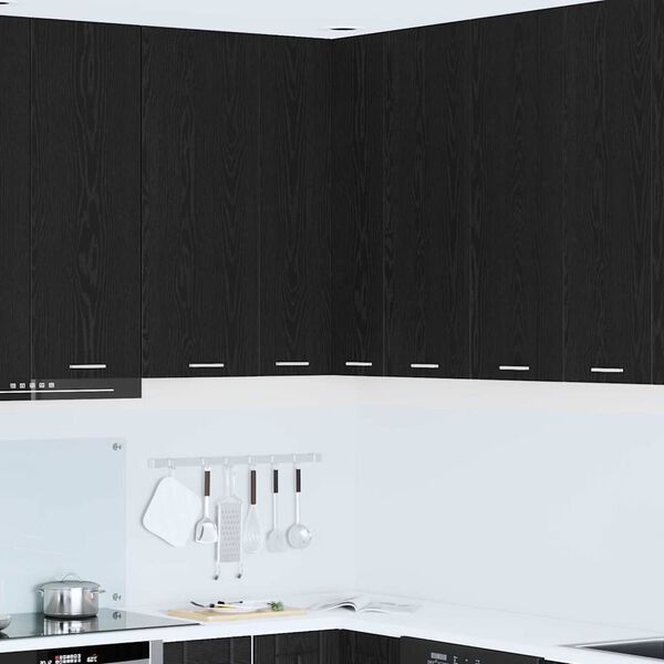 vidaXL Hanging Cabinet with Door Black Oak and White 57 x 57 x 100 cm