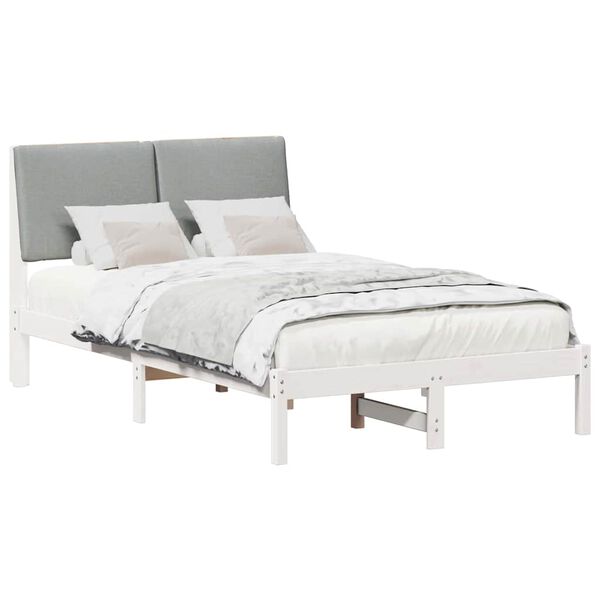 vidaXL Bed frame White and light grey 120 x 200 cm Solid pine wood